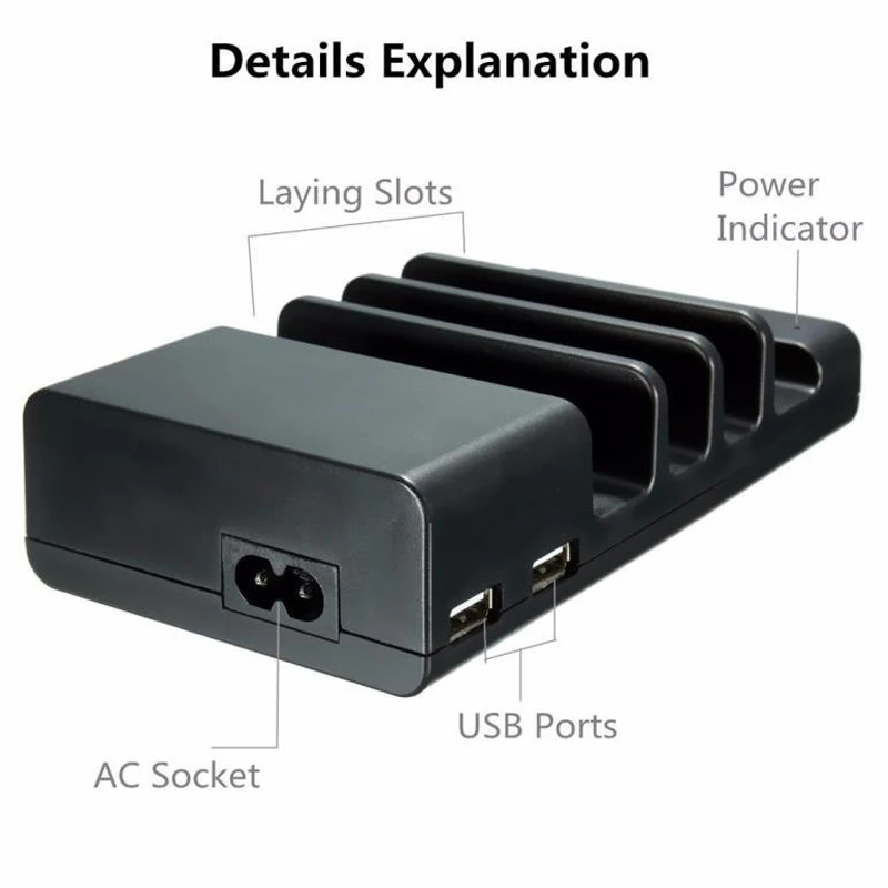 Многопортовое быстрое зарядное устройство USB для телефона 4/6 портов док-станция Подставка держатель для всех телефонов/столов/смарт-часов/power Bank