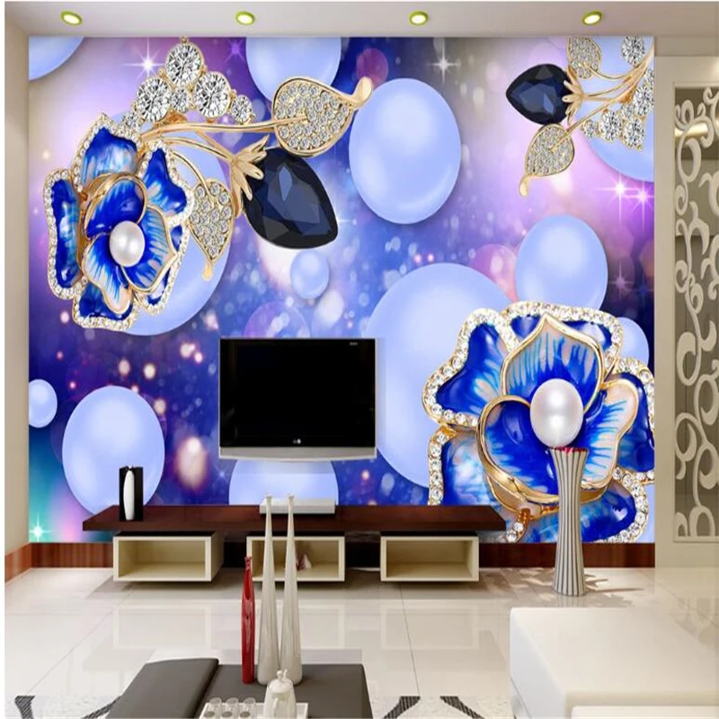 

beibehang Papel de paredes Wallpaper blue bans dream jewelry parquet parede 3d TV contracted large mural wall papers