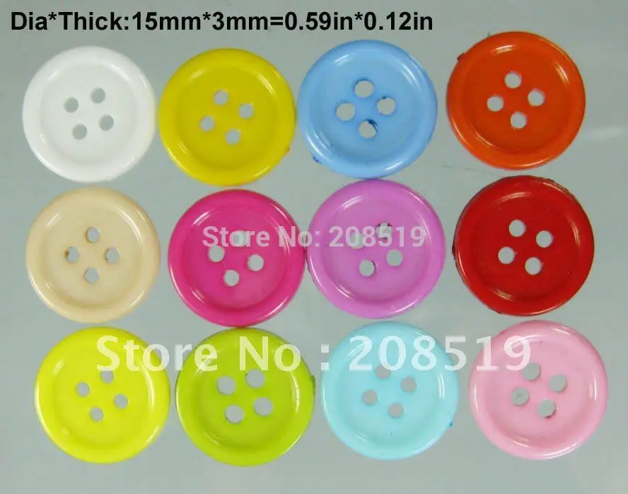 

NB037 assorted garment buttons 15mm 4 holes 500pcs 12 colors mixed fashion plastic buttons shirt button