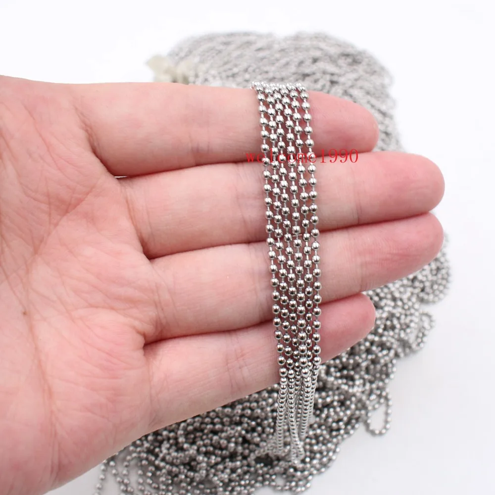 

20meter Lot in bulk Lots more Size Silver stainless steel Round Beads Chain Jewelry finding Marking DIY Chiap