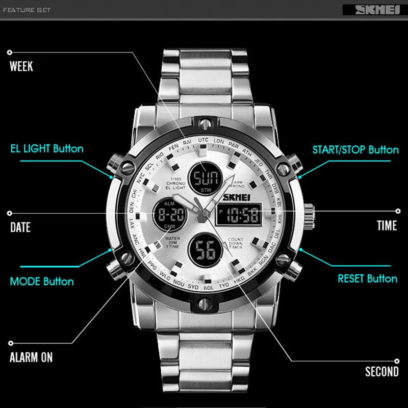 Мужские s часы Топ бренд класса люкс кварцевые аналоговые светодиодный цифровые спортивные часы мужские военные наручные часы Мужские часы Relogio Masculino SKMEI