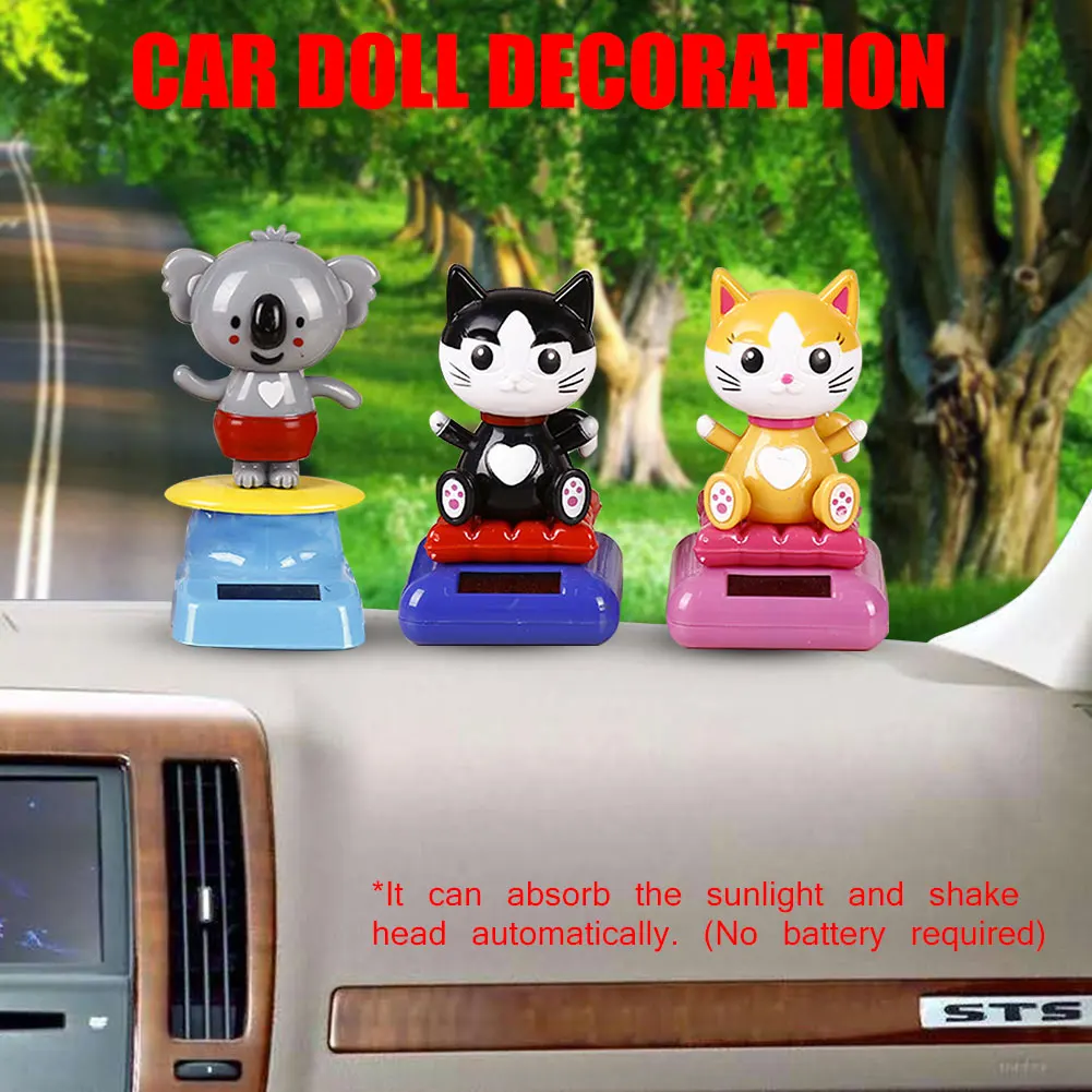 Инновационное украшение автомобиля на солнечных батареях с качающейся головой счастливого кота, мультяшная кукла для автомобиля, украшение интерьера автомобиля, подарок на Хэллоуин