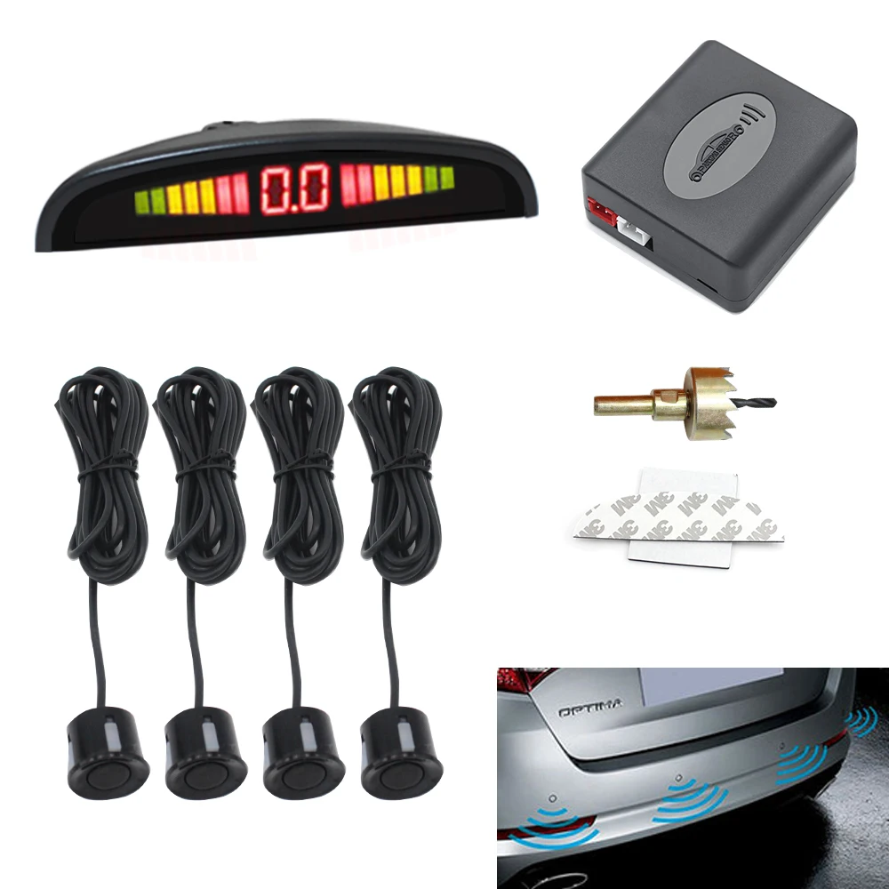 

Car Parking sensor Parktronic auto sensor de estacionamento trasero Parking Radar Monitor Detector System Display kit 4 sensors
