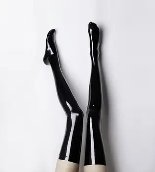 

Shinly Latex Long Stockings Latex Rubber Unisex Long Tight Socks Black Leggings Made to Measures available