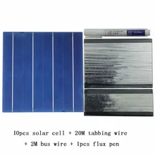 DIY Solar Panel Kit 10Pcs Polycrystall Solar Cell 6×6 With 20M Tabbing Wire 2M Busbar Wire and 1Pcs Flux Pen