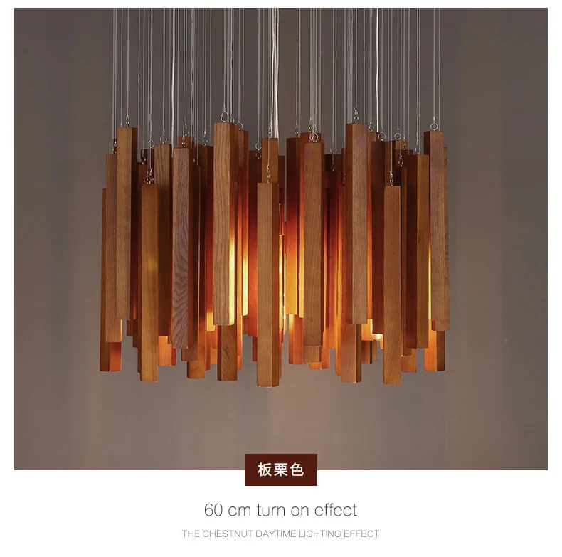 Solid wood modern pendant light Chinese Nordic creative minimalist living room dining wood ball wooden pendant lamp