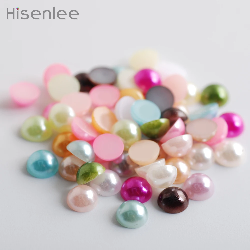 

Hisenlee Nail Art Stickers Studs Pretty Colorful DIY Craft ABS Imitation Half Pearls Beauty Nail Accessories