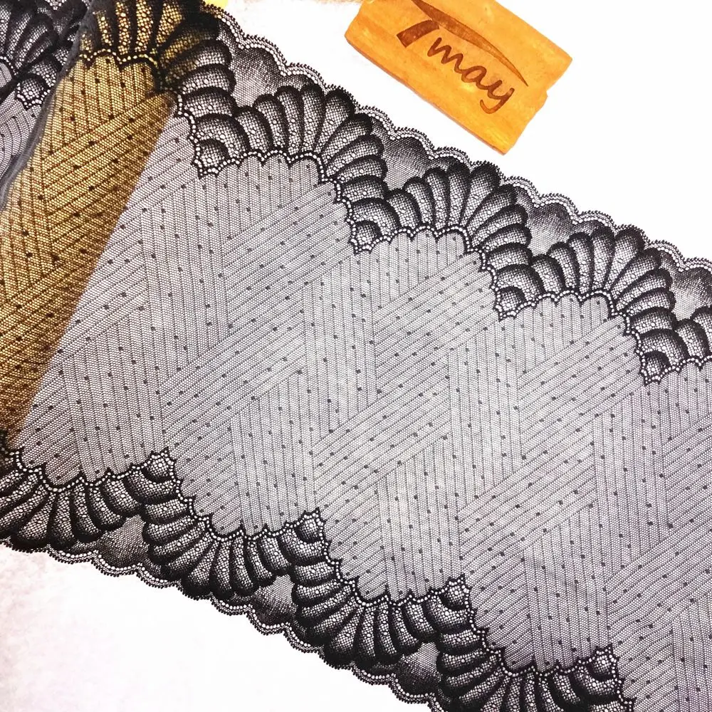 

#15 Elastic Lace 25CM Wide 2 yards/lot Black Mesh Wide Lace Trim Handmade Hair Decoration Sewing Fabric Clothing Decorations