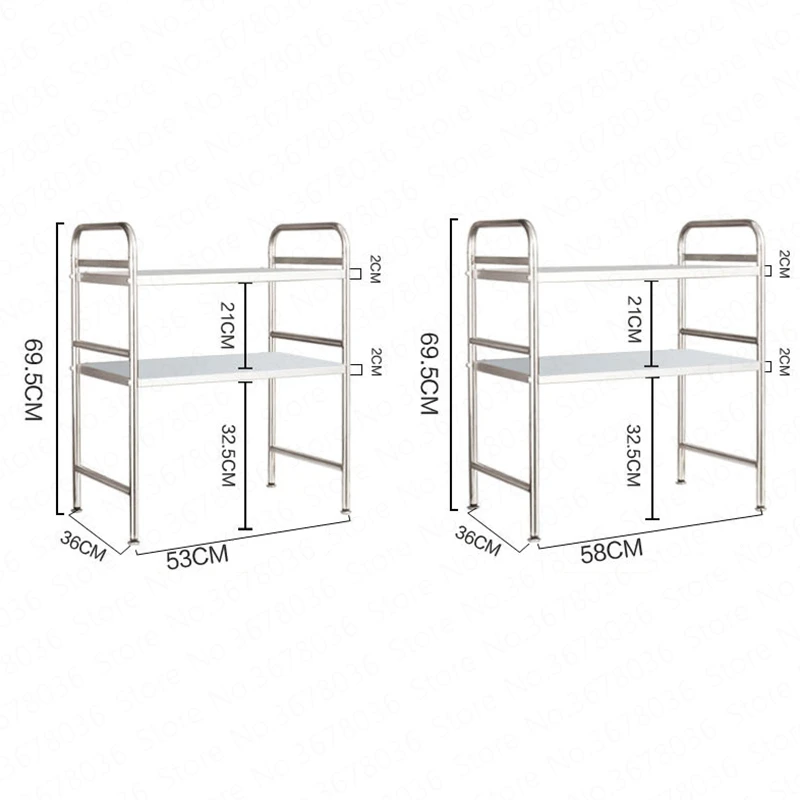  304 High Quality Stainless Steel Kitchen Rack Microwave Oven Shelf Double Layers Floor Double Table - 4000002569767