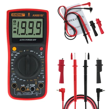 

Meter Digital Multimeter AN881B Ampere Capacitance Temperature Resistance Meter Voltage Tester With Crocodile Clips