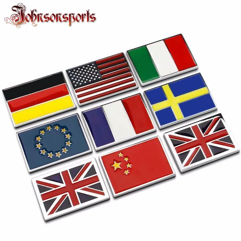 Free shipping New Car Styling 3D France UK Germany Italy USA Universal Flag Car Sticker National Badge Emblem  top quality