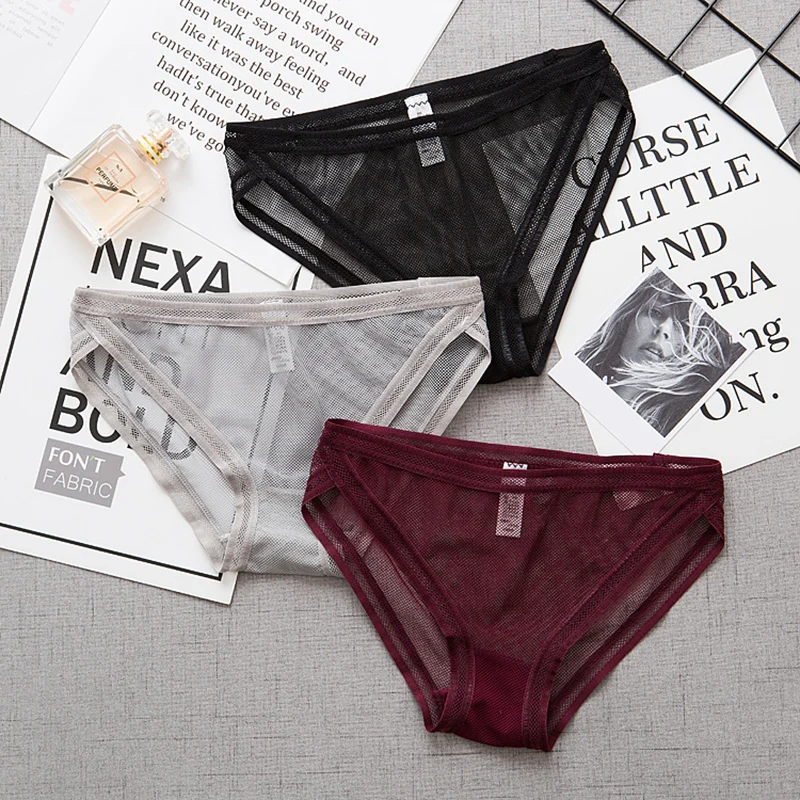 

2018 Ultra-Thin Transparent Lace Women'S Underwear Low-Waist Seamless Underwear Women Sexy Ladies Briefs 3Pcs/Lot I06 Z42