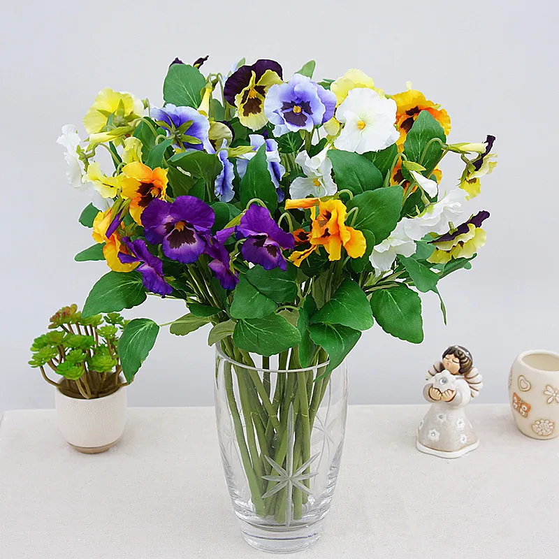 JAROWN Artificial Pansy Silk Flowers Moth Phalaenopsis Orchid Arrangement for Home Office Wedding Decoration (3)