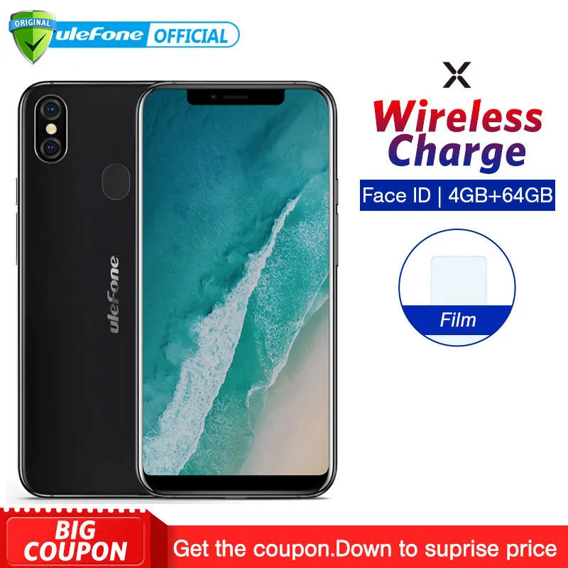 Ulefone X 5 85 &quotHD + смартфон MT6763 Octa Core Android 8 1 4 ГБ 64 16MP двойной сзади cam Face ID 3300 мАч