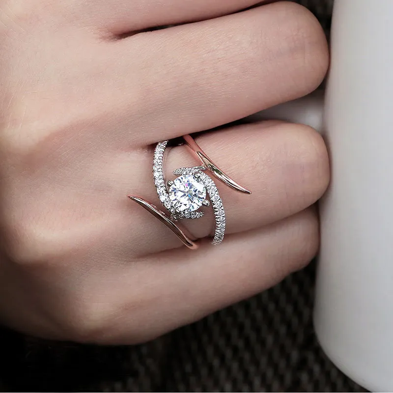 

New fashion jewelry copper plated rose gold color ring fashion ladies ring jewelry