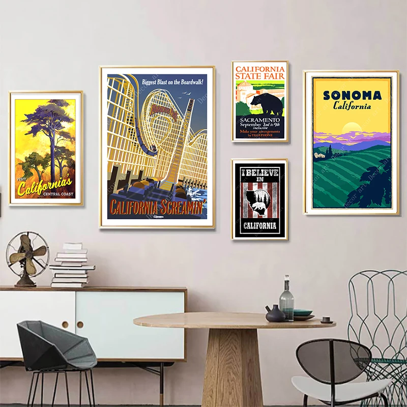 Американская California Sonoma Pop карта путешествия холст картины винтажный настенный