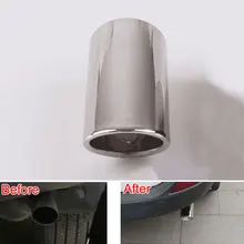Car Stainless Steel Chrome Round Exhaust End Tail Pipe Muffler Automobile Tip Pipe with Clip For