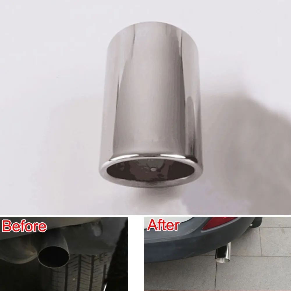 Car Stainless Steel Chrome Round font b Exhaust b font End Tail Pipe Muffler font b