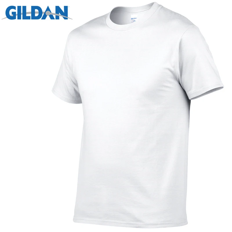 GILDAN-T-shirt 100% coton pour homme, couleur unie, noir et blanc, taille européenne