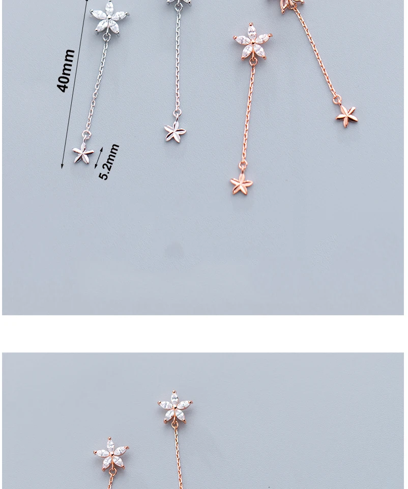 Luxury Women 925 Sterling Silver Clear Cubic Zirconia Flower Dangle Drop Earrings For Girl Bridemaid Gift Jewelry 2019 Orecchini (4)
