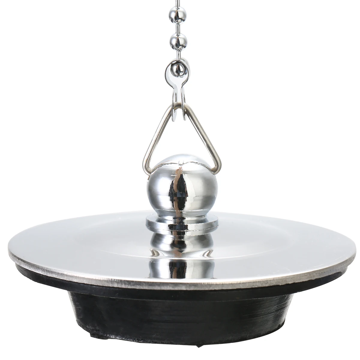 1pc Chrome Sink Bathtub Stopper Solid Metal Waste Plug Stainless Steel Plug Drain Filter with Chain Kitchen Tool