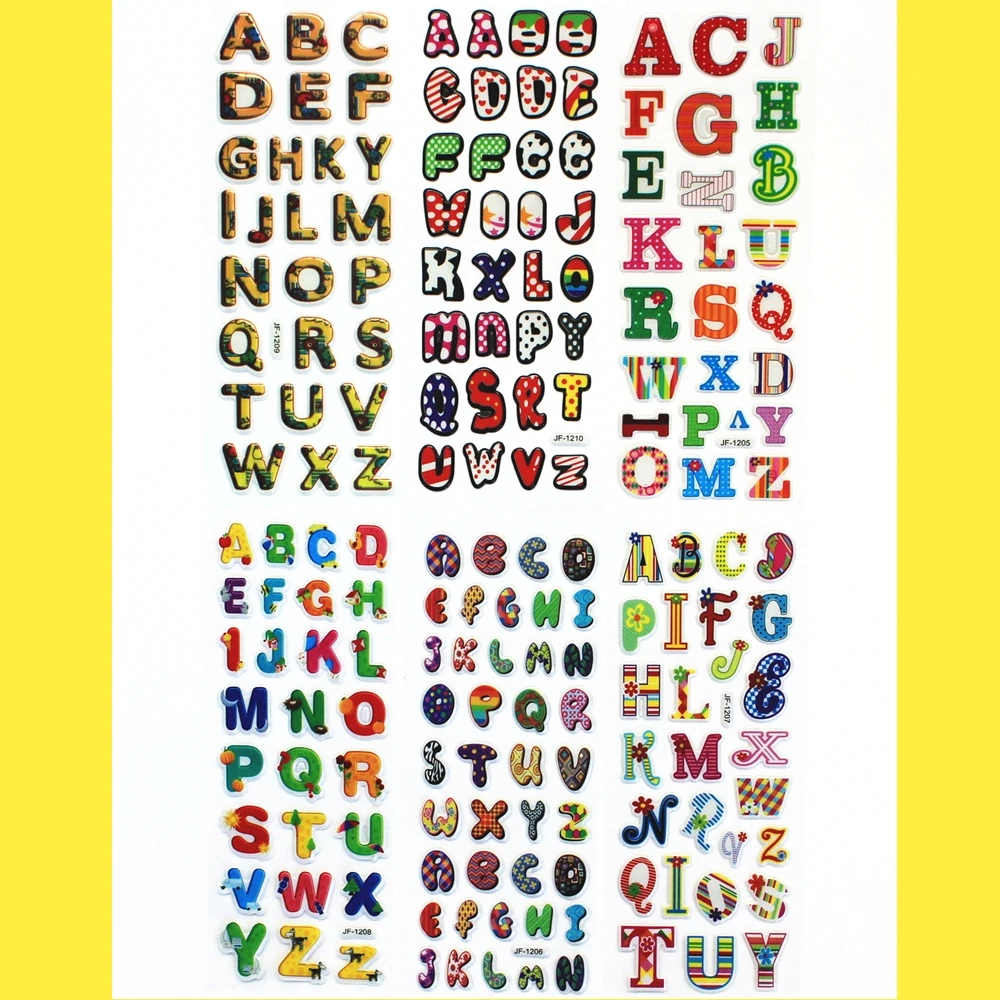 6 Sheets Scrapbooking Bubble Puffy Stickers Kawaii Letters Emoji Reward Kids Children Toys Factory Direct Sales