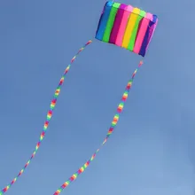 Красочный восемь отверстий парашютный воздушный змей с 10 м хвостом воздушный змей с одним леером прочный хорошо открытый игрушечный воздушный змей для веселый подарок для детей взрослых