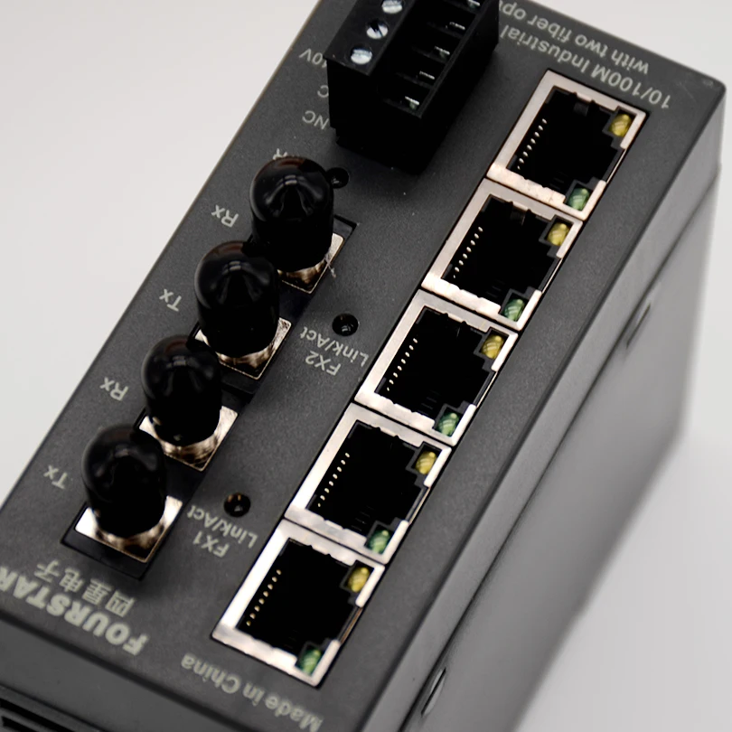 2 оптических 5 электрических промышленных Ethernet многомодовый волоконный