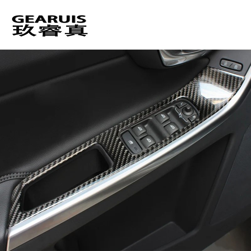 

carbon fiber Car styling door armrest panel cover trim window glass lift sticker for Volvo XC60 S60 V60 auto Accessories LHD RHD