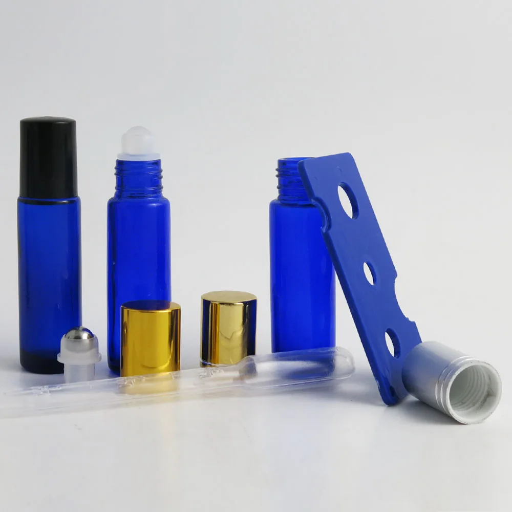 24pcs x 10ml Travel Portable Perfume Roller Bottles Essential Oil Empty Blue Bottles Roll On Sample 3
