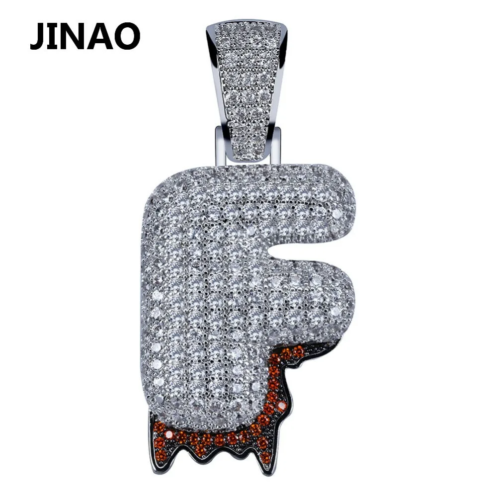 JINAO Iced Out, кулон с буквенным именем и дополнительная цепочка, дизайн, A-Z, кубический циркон, кулон в стиле хип-хоп, Пузырьковые украшения из букв