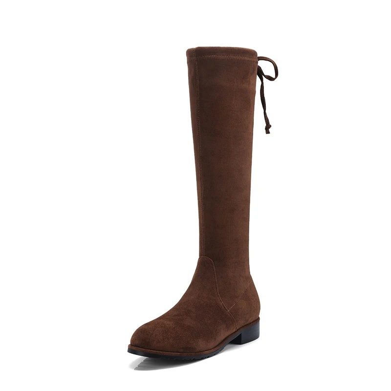 Up Stiefel Lace Quadratische Runde Cr1455 Kappe Med Schwarz Schuhe Starke Winter Black brown gray Heels Mode Frauen Enmayer Flock Kniehohe 6xnwqBROSE