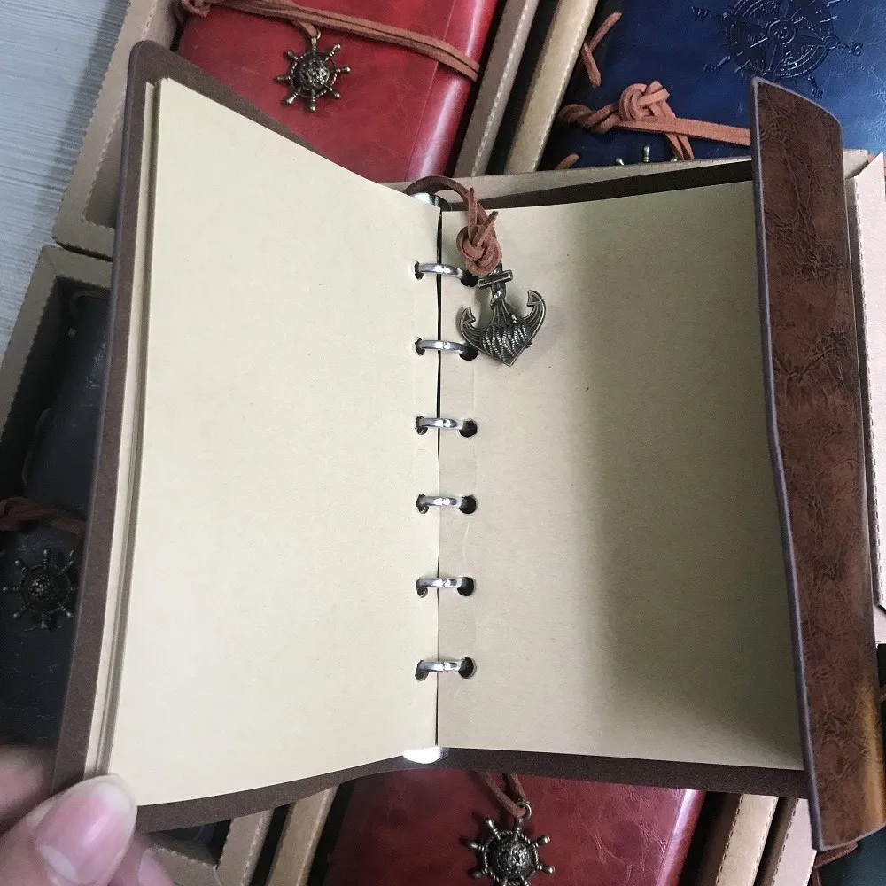 Винтажный пиратский дневник, дневник из искусственной кожи, Обложка для ноутбука, бронзовая подвеска из цинкового сплава, якорь, руль, дневник, блокнот, подарок, планировщик