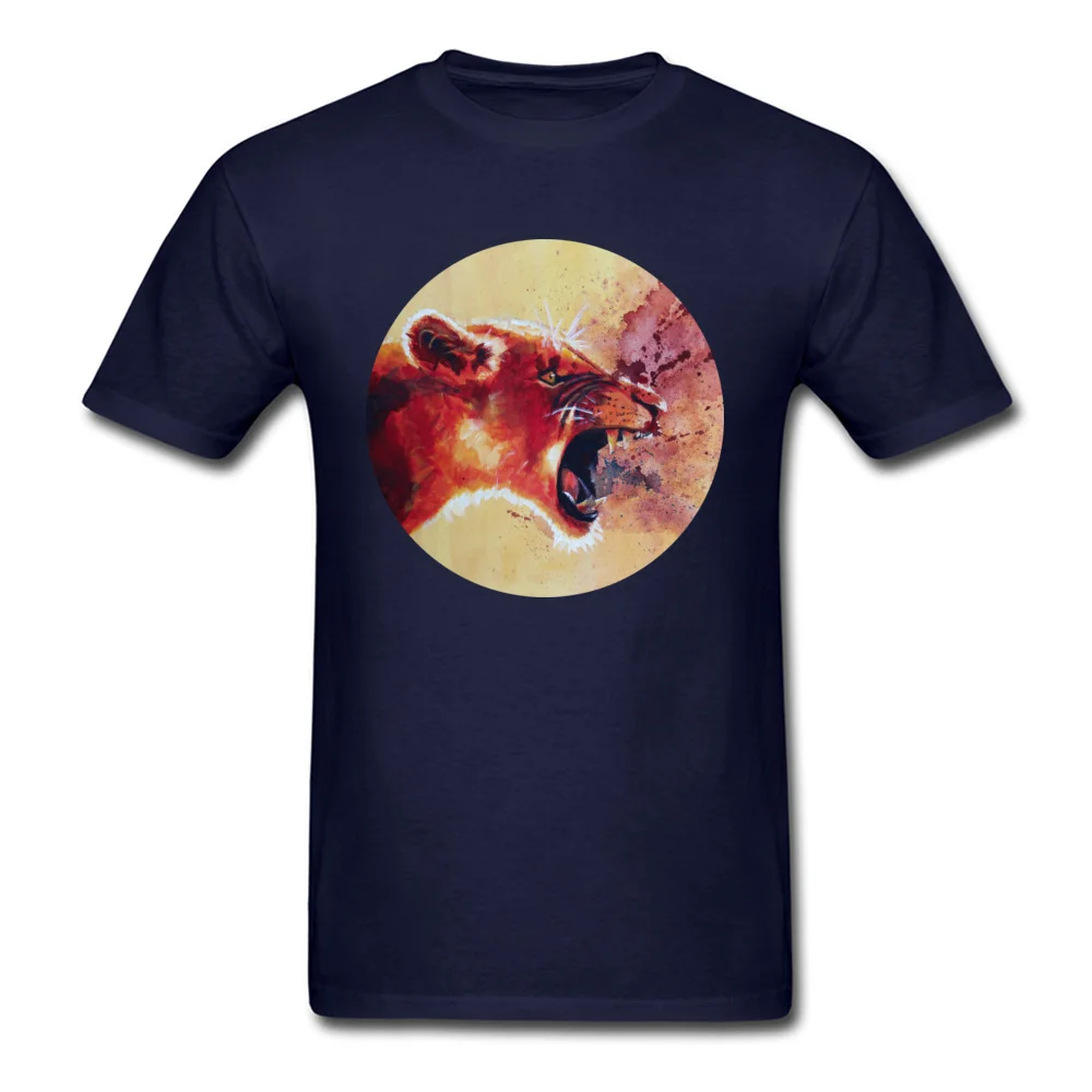 Men New Coming Tops Shirt O-Neck Summer/Autumn 100% Cotton Top T-shirts Fashionable Short Sleeve Roar Lion portrait Tshirts Roar Lion portrait navy