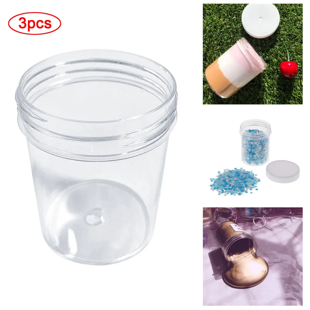 

120ml round white cover transparent jar Container For Playdough Slime Clay Makeup Jar Cosmetic Pot Cream Bottle Nail Box 2019