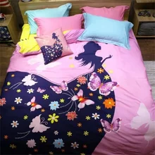 צבעוני פרחי פרפר ו גודל מלכת סט מצעי ילדה 4 יחידות יריעות לכיסוי מיטת שמיכה כותנה מודפס בית טקסטיל סטי
