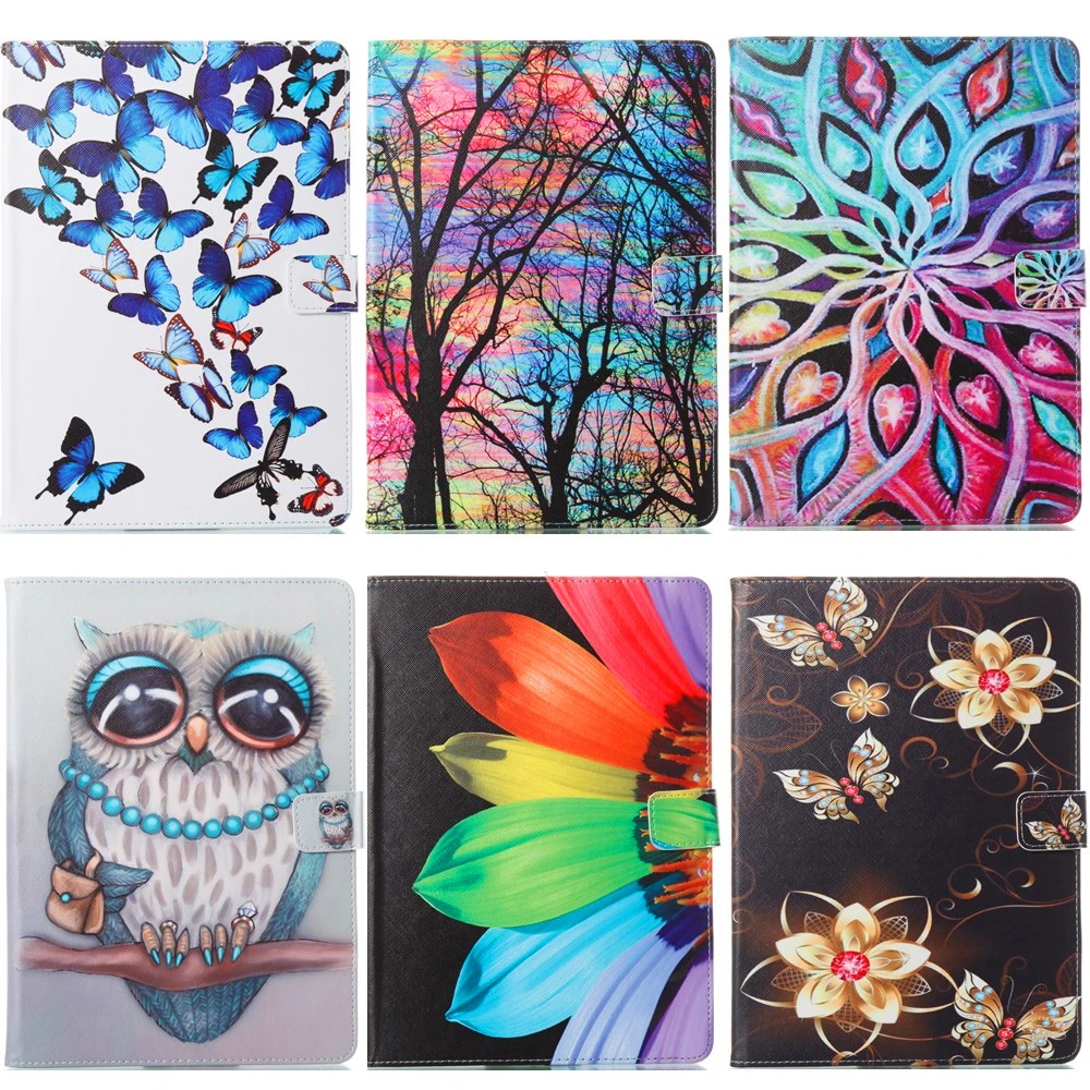 

Sunflower Butterfly Print PU Leather Flip Cover Case For Amazon Kindle Fire HD 8 HD8 2016 8'' Inch Tablet Shell Protector Funda