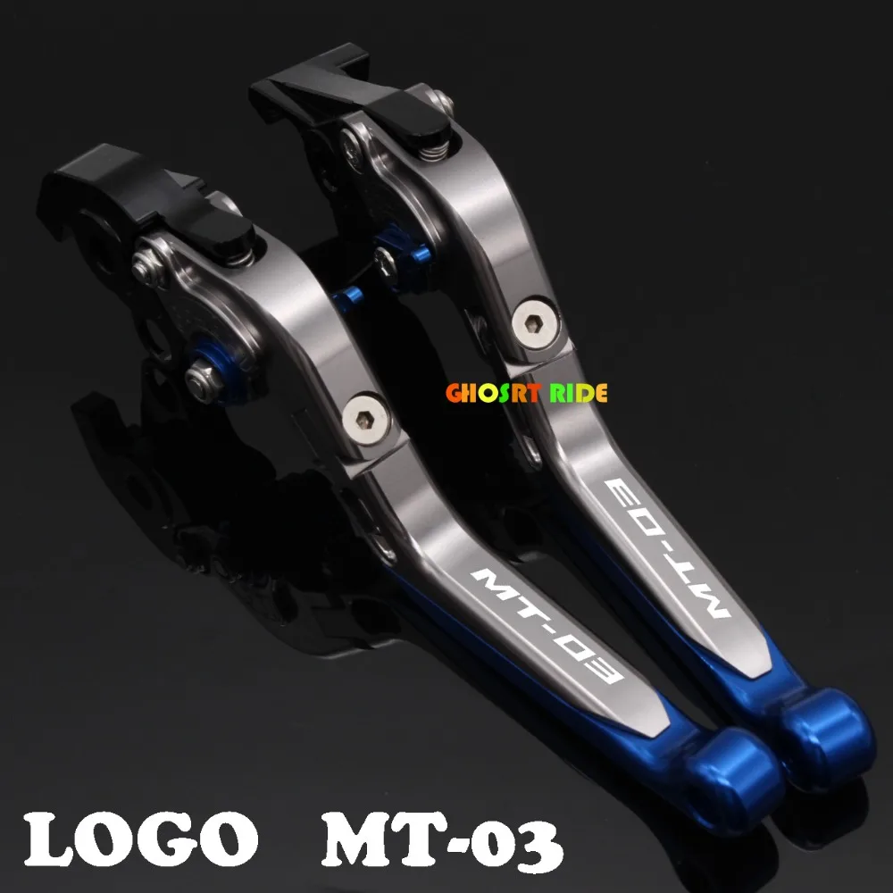 

Laser Logo MT-03 Blue&Titanium CNC Folding Extendable Motorcycle Brake Clutch Levers For YAMAHA MT-03 MT03 MT-03 2015-2016