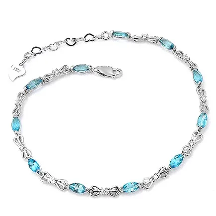 Браслет цепочка с натуральным синим топазом 0 3ct * 10 шт. shipping drums topaz jewellerytopaz accessories | Отзывы и видеообзор