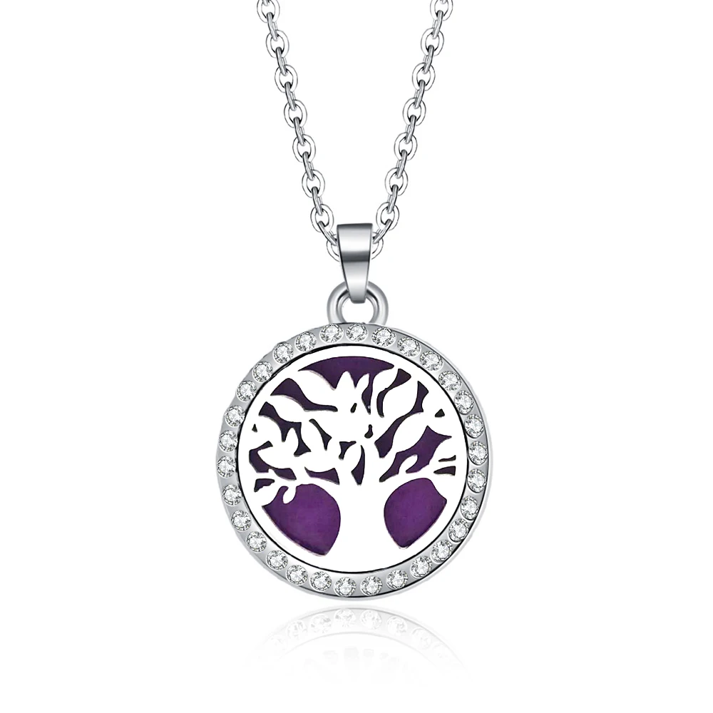 

Tree Of Life Aroma Necklace Magnetic Stainless Steel Aromatherapy Essential Oil Diffuser Perfume Locket Pendant Aroma jewelry