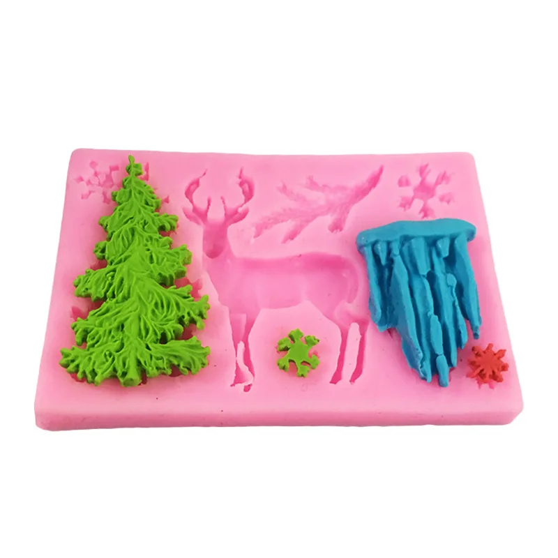 

2019 1Pc Christmas Tree Elk Snowflake Shape Silicone Mold Cake Chocolate Moulds Sugarcraft Cake Decoration Pastry Accessories