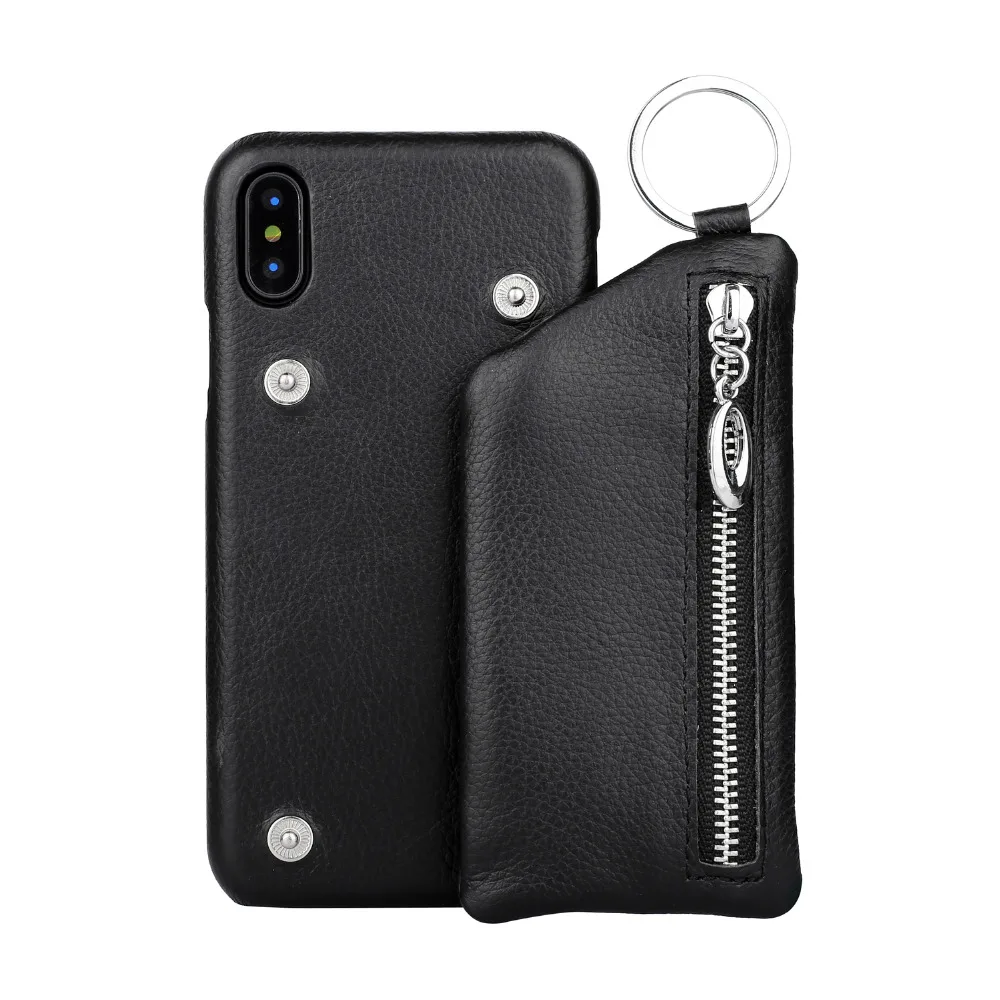 

CYBORI Retro Genuine Leather Zipper Back Shell For iPhone X 10 8 7 Plus 6 6S Plus Luxury Detachable Storage Fundas Coque Capa i7