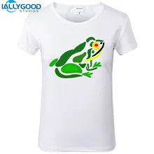 New Summer Fashion Cool Funny Green Frog Abstract Art T-Shirts Women Soft Cotton Printed White T Shirts Tops S1179