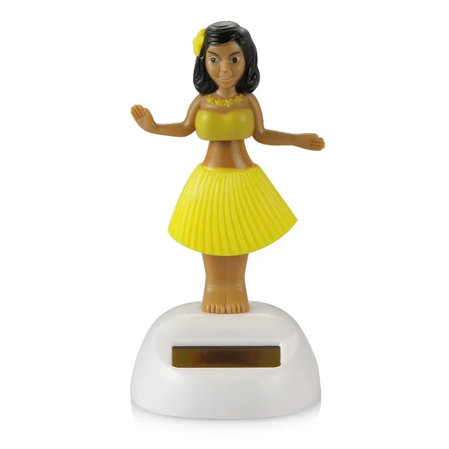Автомобильный орнамент на солнечных батареях Танцующая качающаяся голова мультфильм Единорог кукла автомобильный декор для автомобильной приборной панели Симпатичные авто аксессуары - Название цвета: Hula Girl-Yellow