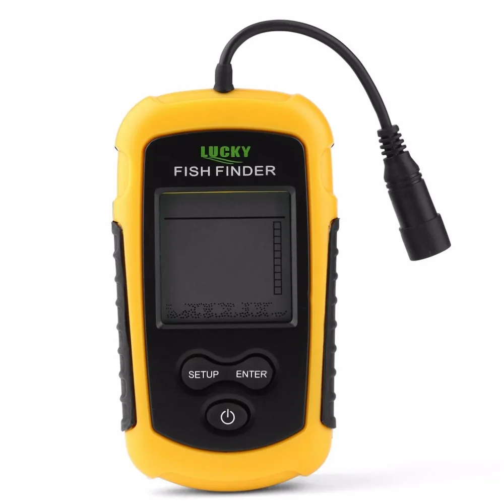 

Portable Fish Finder Sonar Sounder Alarm Transducer Fishfinder 0.7-100m Fishing Echo Sounder with Battery with English Display