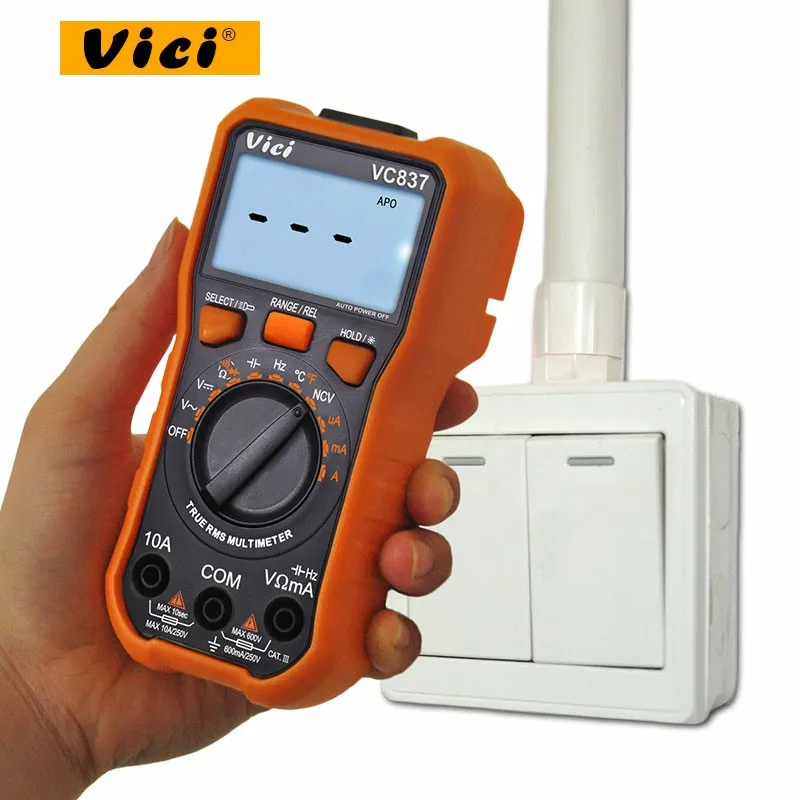 VICI VC837 мини цифровой мультиметр 6000 отсчетов T RMS Авто Диапазон температурный