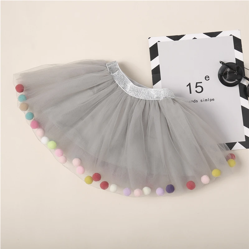 

2019 Summer Toddler Baby Girls Newborn Colorful Poms Tutu Birthday Party Skirt Flower Girls Costume