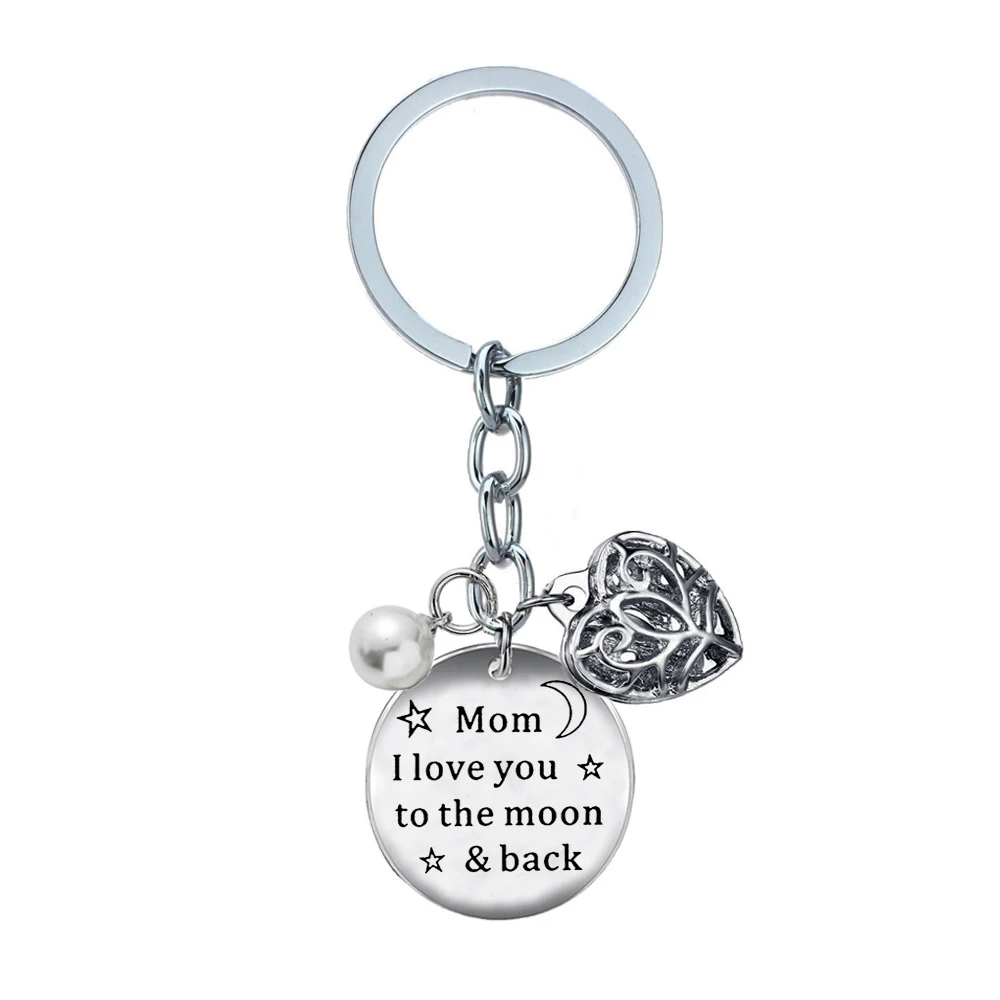 

Stainless Steel Hollow Heart Love Pearl Mom I Love You To The Moon Star Pendant Keyring Keychain Mother Mum Mommy Family Gifts