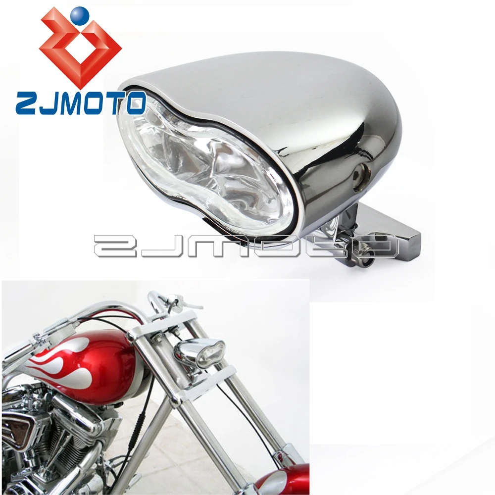 Universal Twin Headlight Headlamp Chrome Custom Wave Billet Halogen