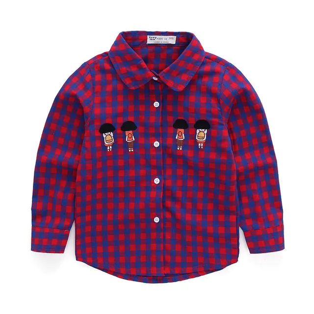 Plaid Red Shirt Baby Boy Spring Casual Cotton Toddler Boys Turn Down Collar Shirt Kids Girls